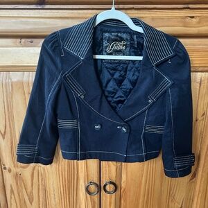 Guess Semi-Jacket Cropped Ultra-Chic Black 100% Cotton Women's Size Small